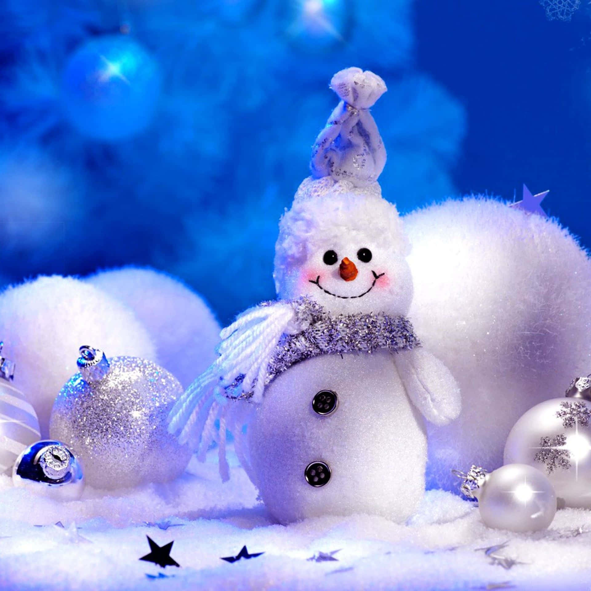 Festive Snowman Winter Wonderland Wallpaper