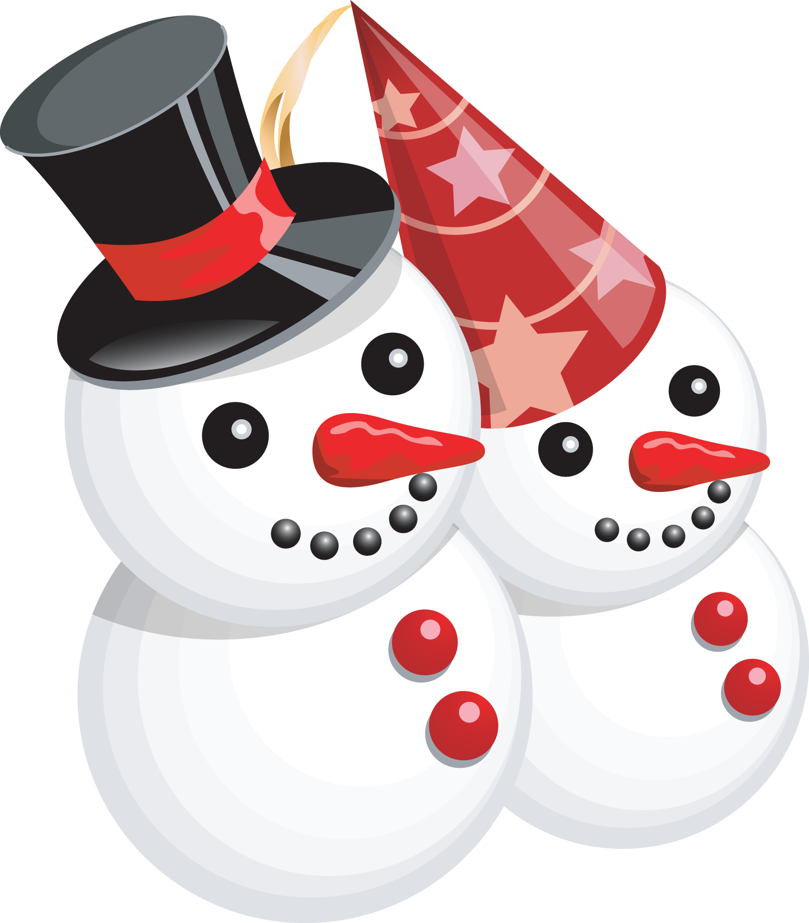 Festive Snowmen Celebration Clipart PNG