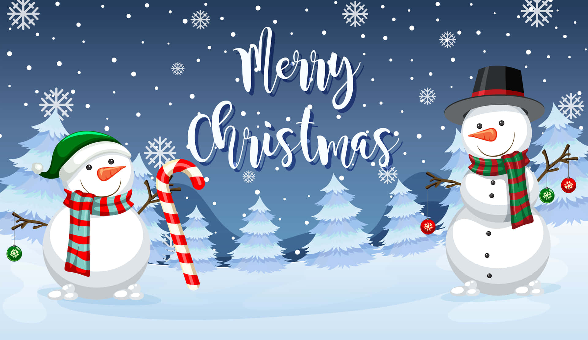 Festive Snowmen Christmas Greeting Wallpaper