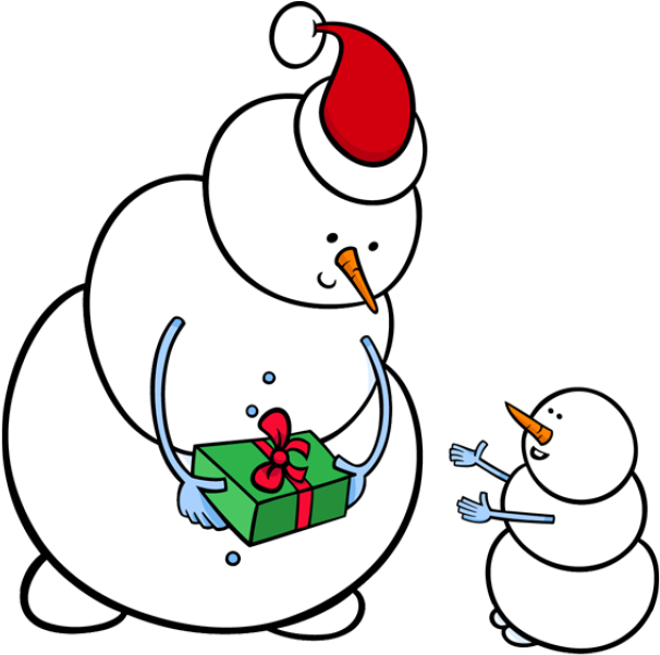 Festive Snowmen Gift Exchange Clipart PNG
