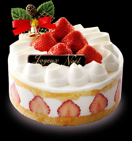 Festive Strawberry Christmas Cake PNG