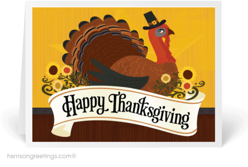 Festive Thanksgiving Turkey Greeting Card PNG