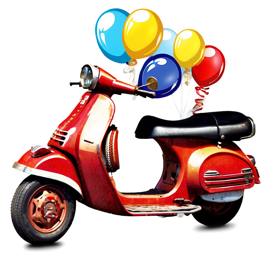 Festive Vespa With Balloons Png 06252024 PNG