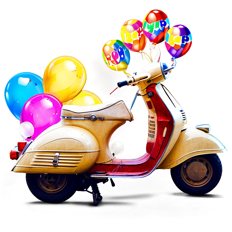 Festive Vespa With Balloons Png 48 PNG