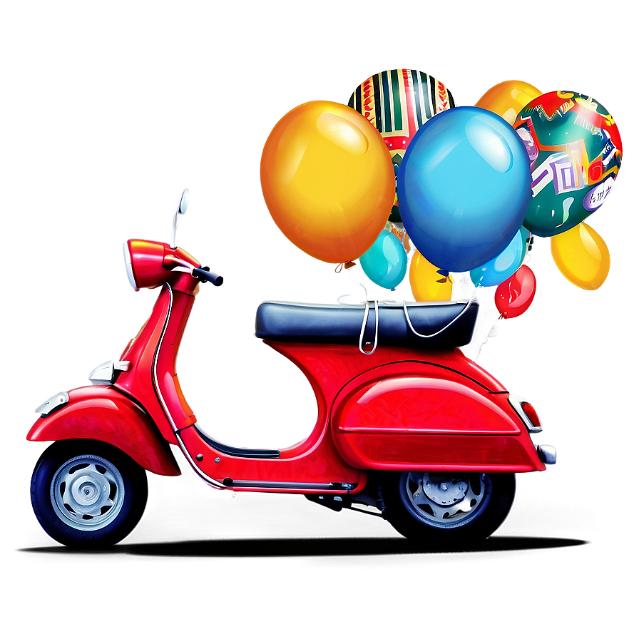 Festive Vespa With Balloons Png Bms80 PNG