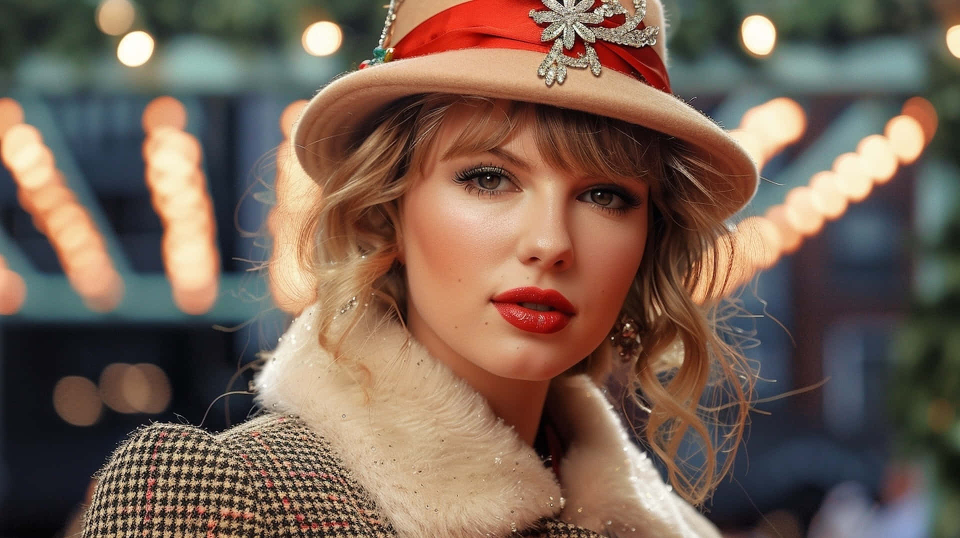 Festive Winter Fashion Taylor Swift Wallpaper