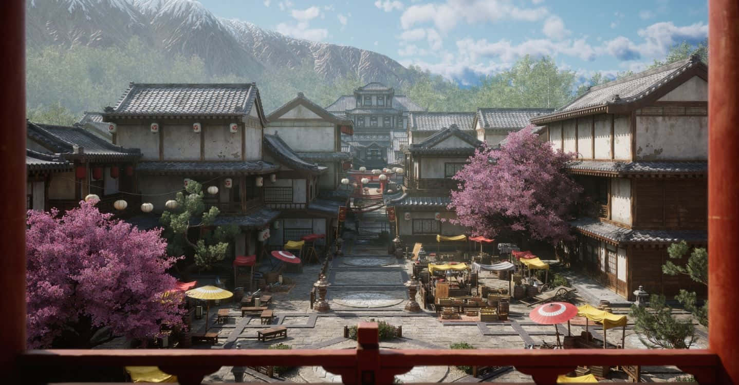 Serene Feudal Japan Landscape Wallpaper