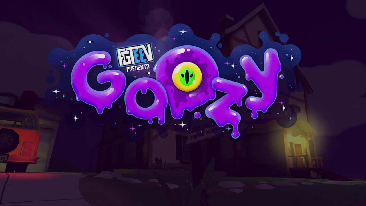 Goozy - et spil med et lilla logo Wallpaper