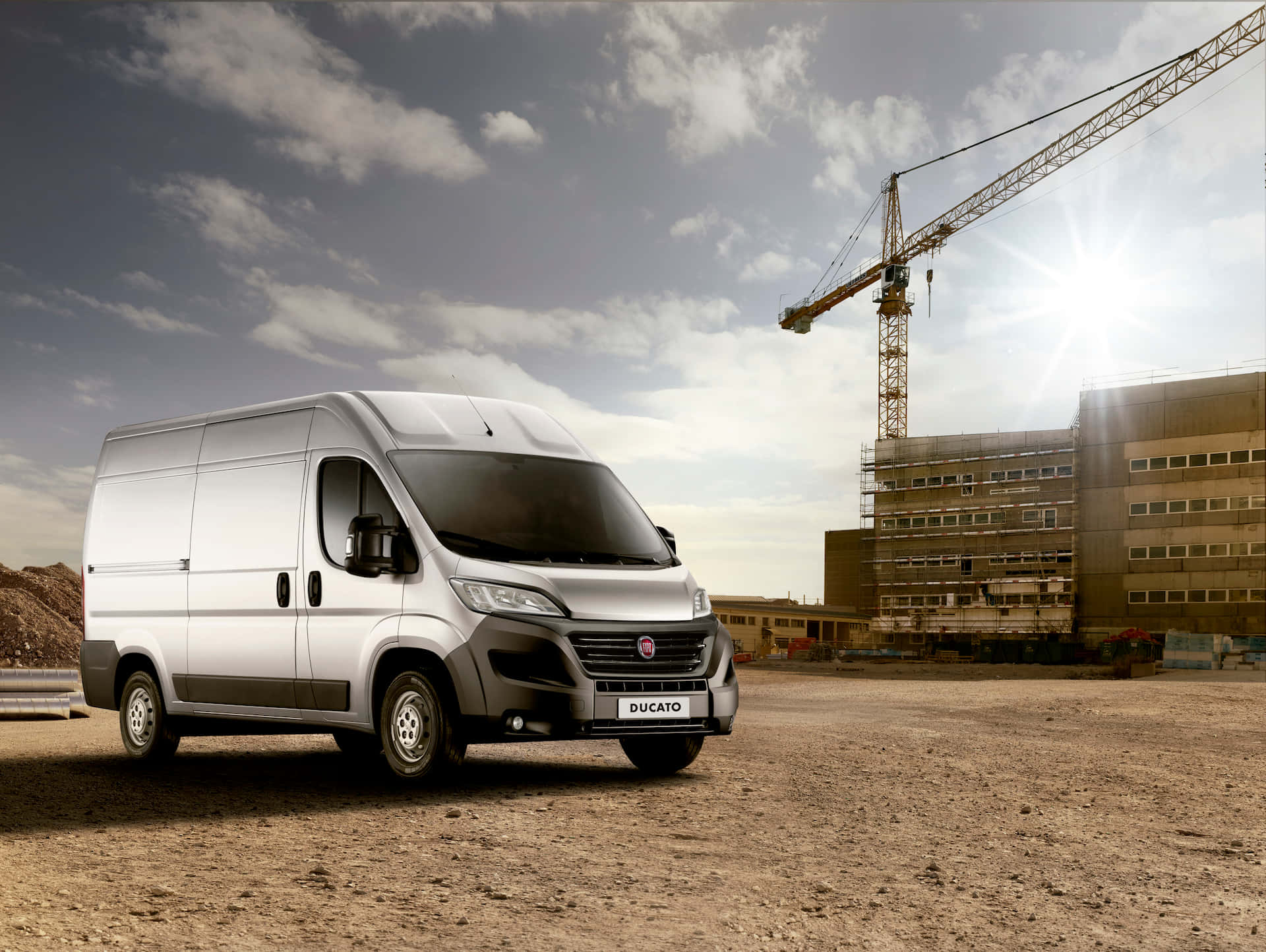 Fiat Ducato Commerciële Van Op Bouwplaats Achtergrond