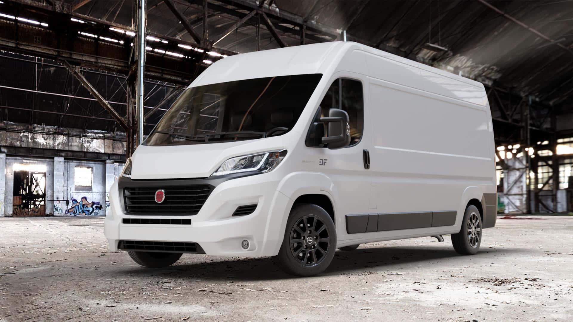 Van Fiat Ducato Dans Un Entrepôt Industriel Fond d'écran