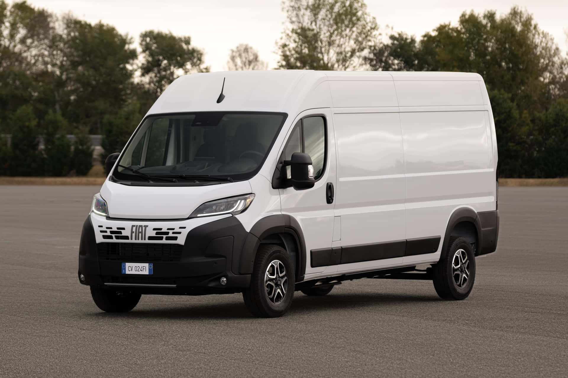 Fiat Ducato Witte Van Geparkeerd Achtergrond