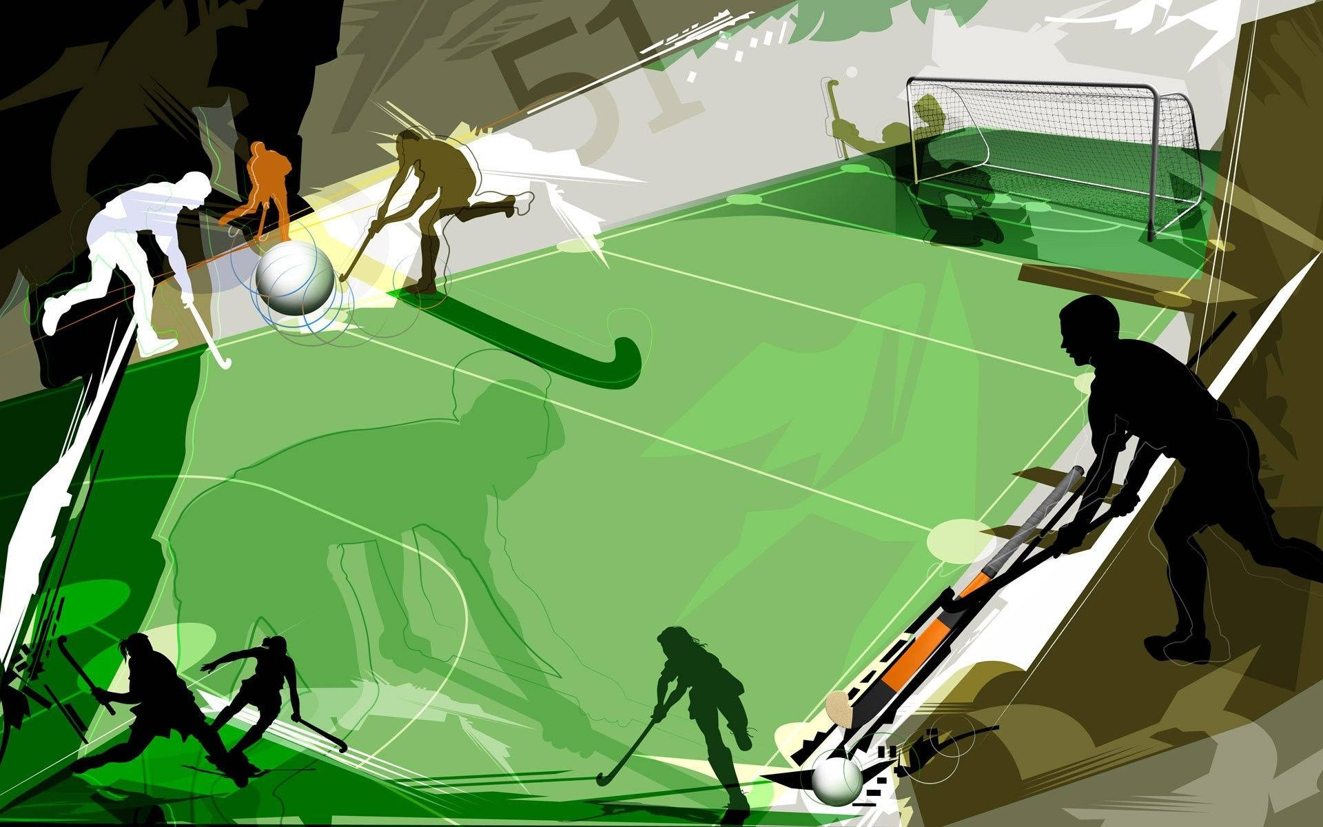 Field Hockey Green Vector Art Wallpaper