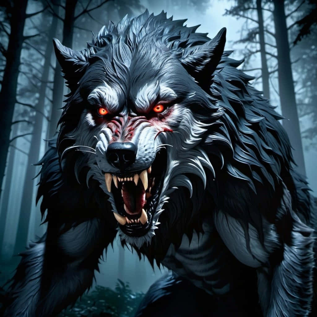 Fierce Alpha Wolf Fantasy Art Wallpaper
