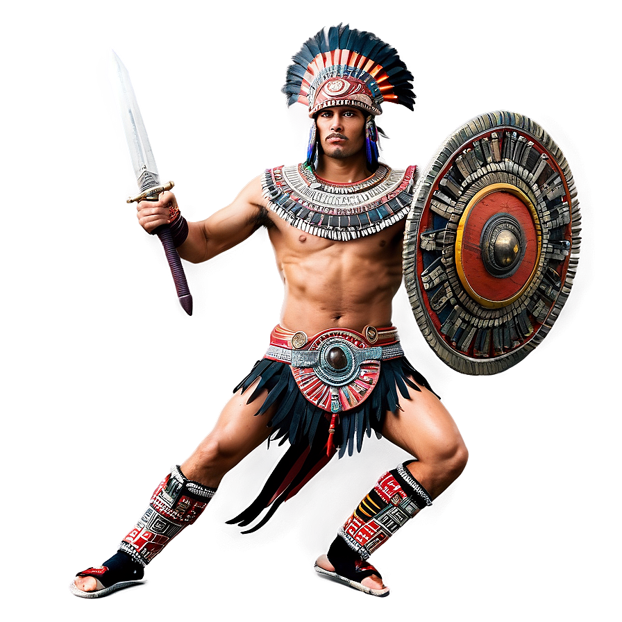 Fierce Aztec Warrior Battle Pose Png 2 PNG