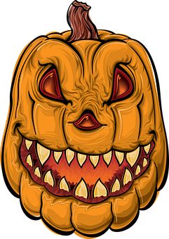 Fierce Carved Pumpkin Vector PNG