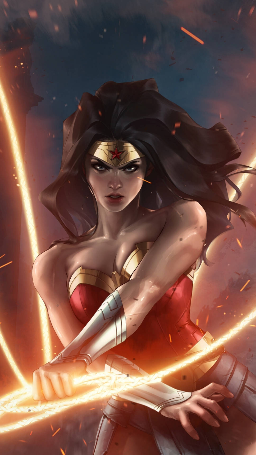 Dcsuperheroína Feroz Wonder Woman Fondo de pantalla