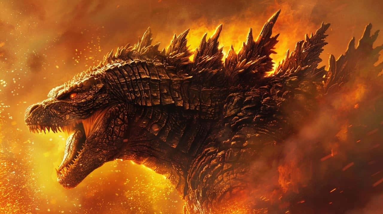 Fierce_ Godzilla_ Amidst_ Fire Wallpaper