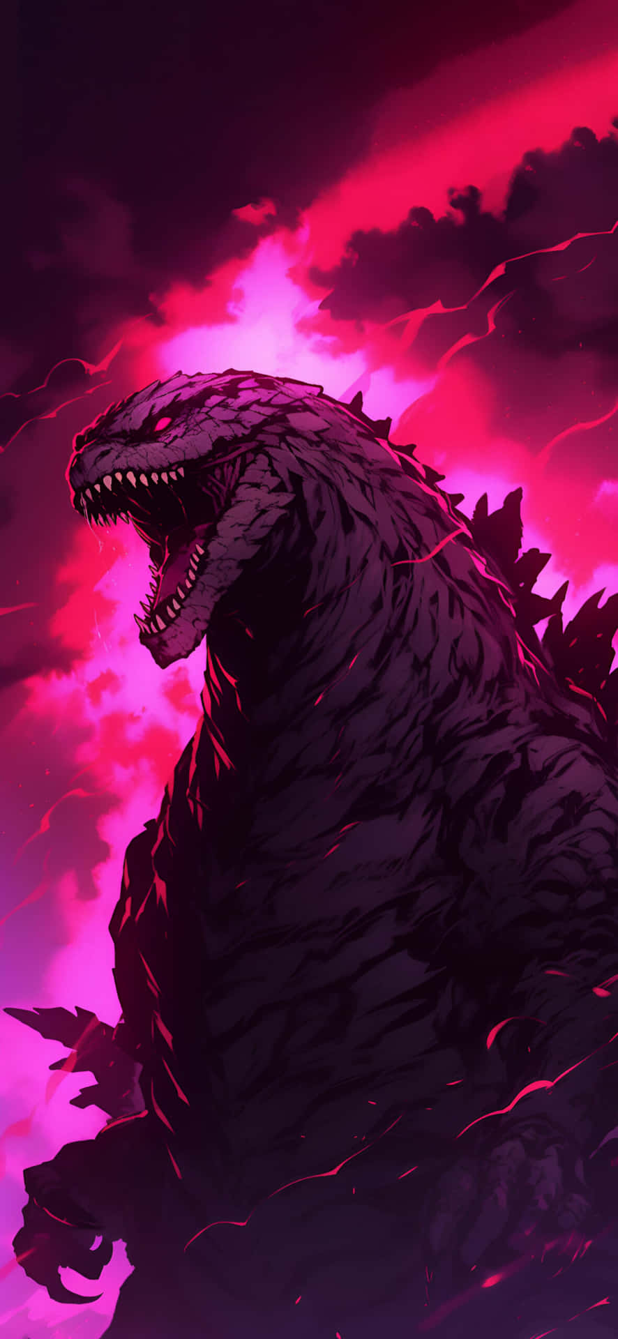 Fierce Godzilla Purple Sky Wallpaper