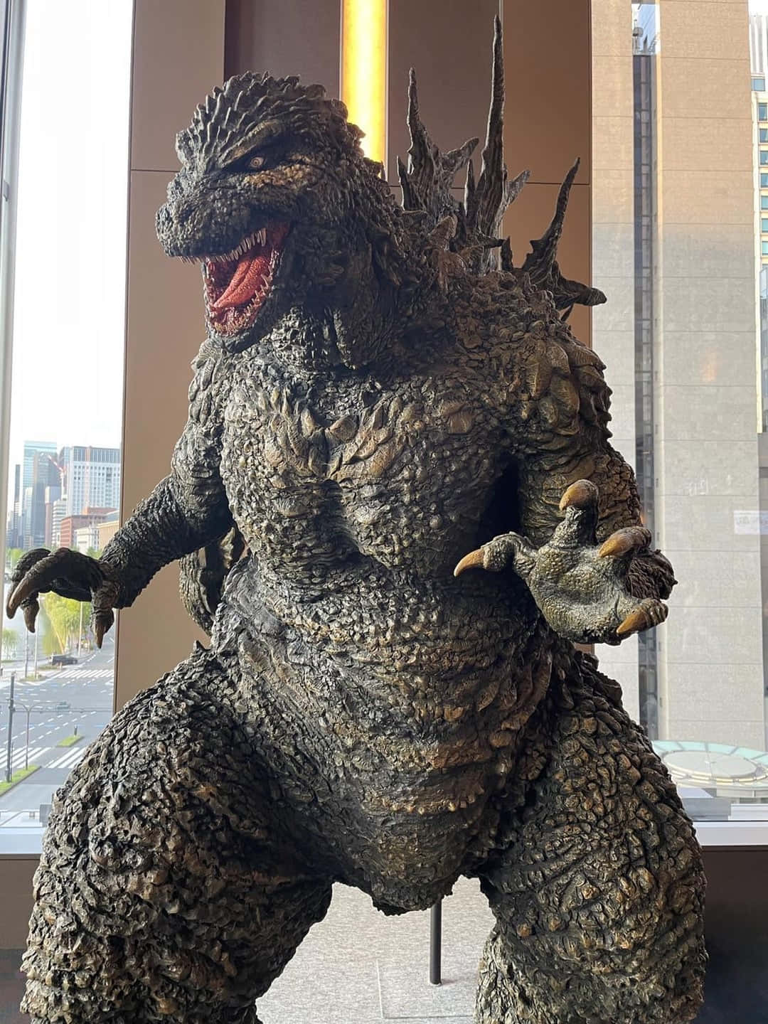 Fierce Godzilla Statue Wallpaper