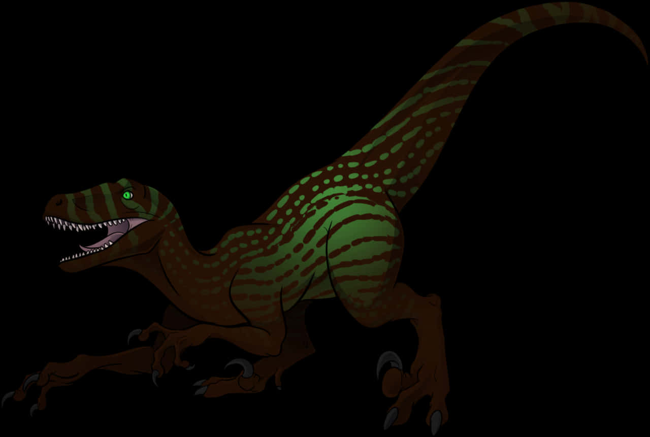 Fierce Green Dinosaur Illustration PNG