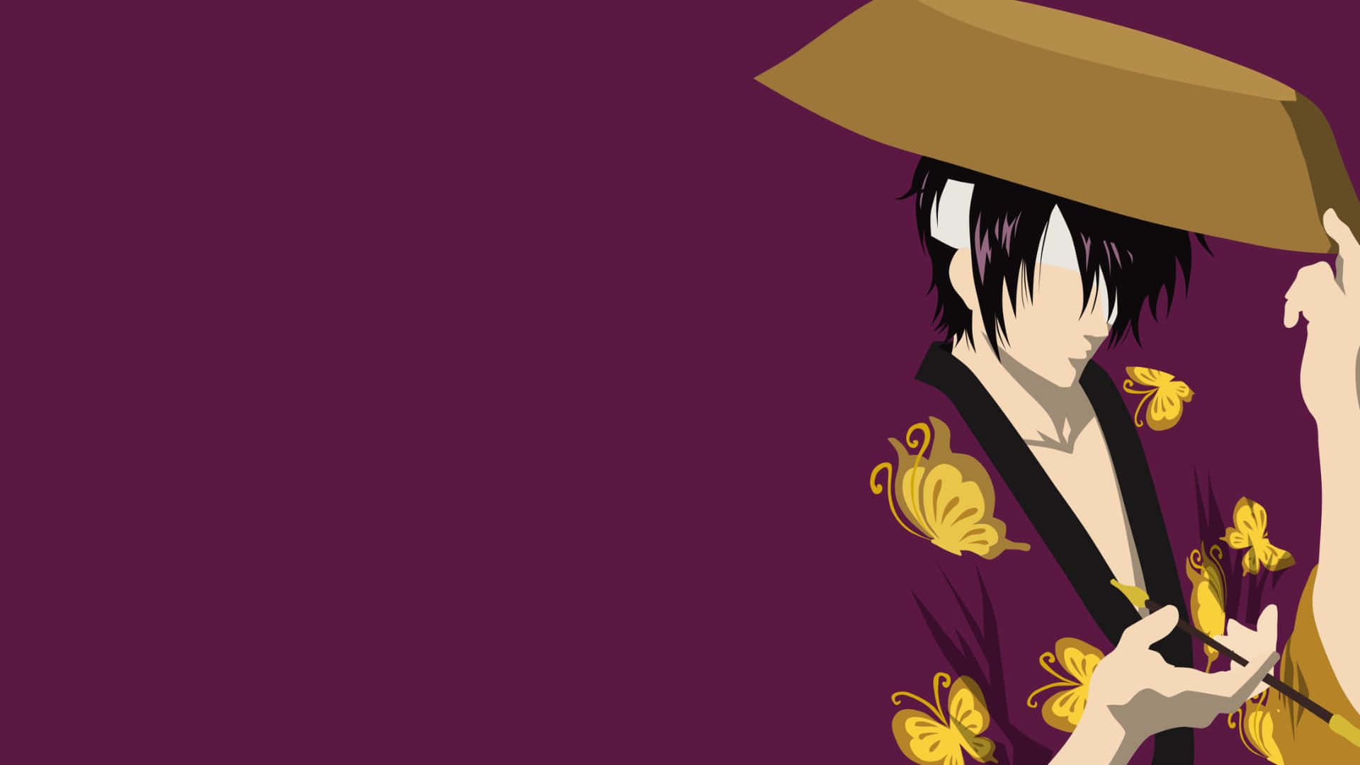 Fierce Stance Of Takasugi Shinsuke Against Night Backdrop Wallpaper