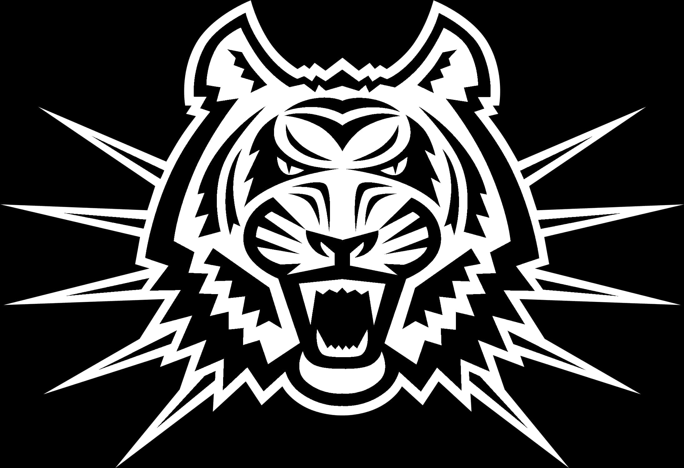 Fierce Tiger Logo Blackand White PNG
