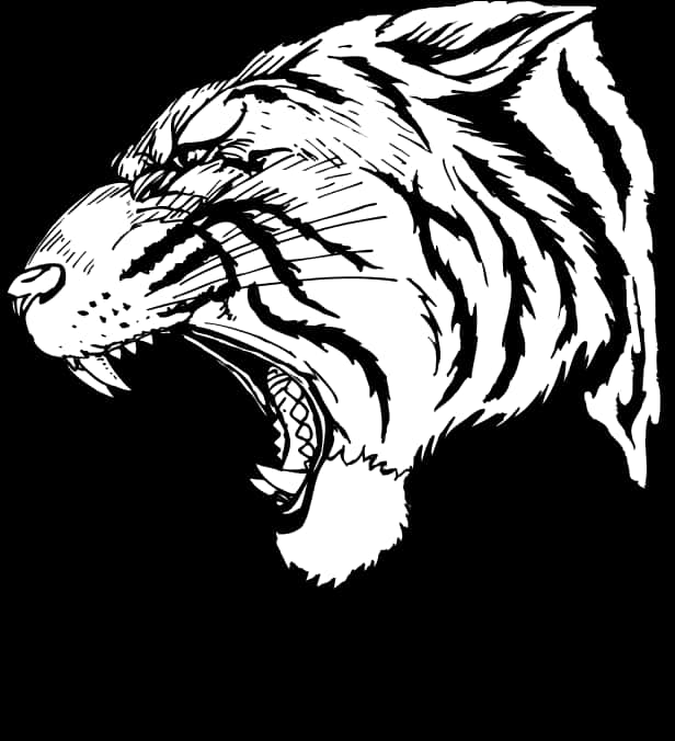Fierce Tiger Roar Illustration PNG