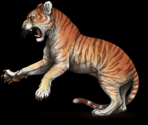 Fierce Tiger Roaring PNG