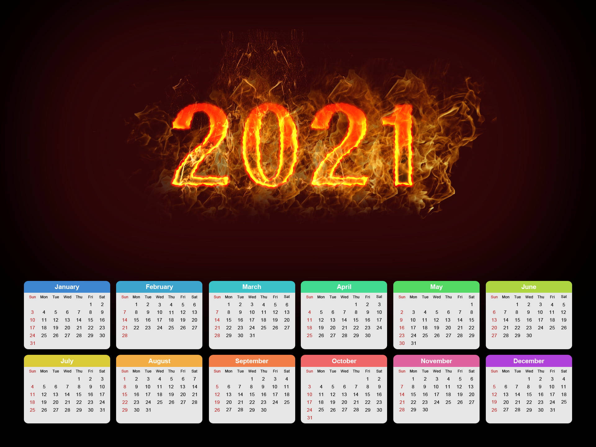 Fiery 2021 Desktop Wallpaper