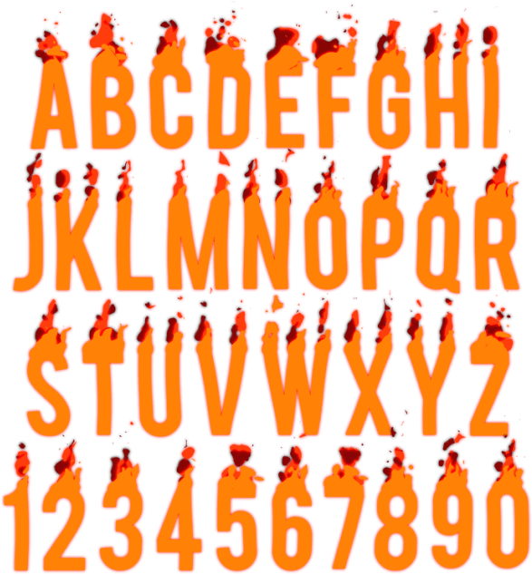 Fiery Alphabet Numbers PNG