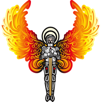 Fiery Angel Knight Illustration PNG