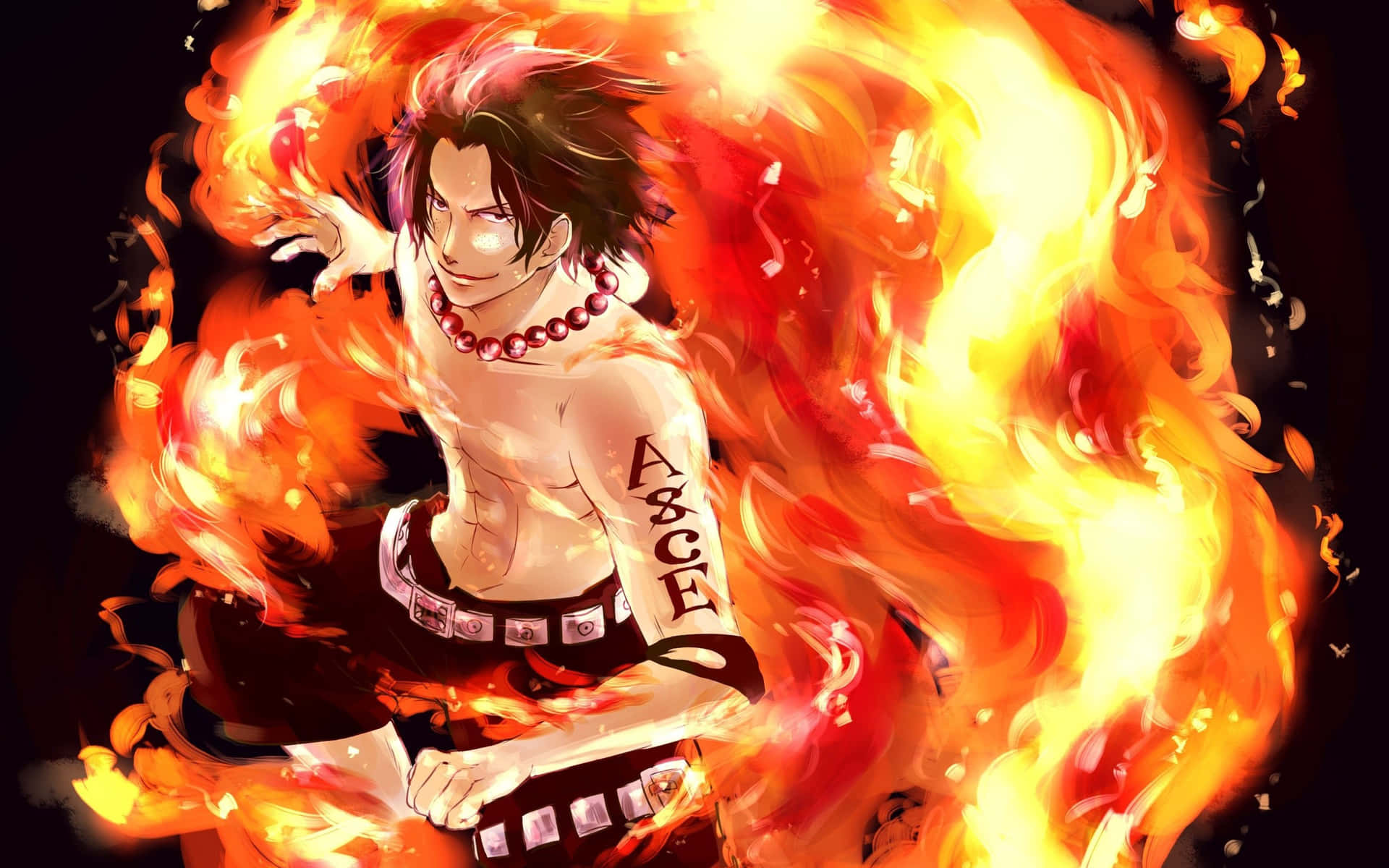 Blaze of flames on a fiery background
