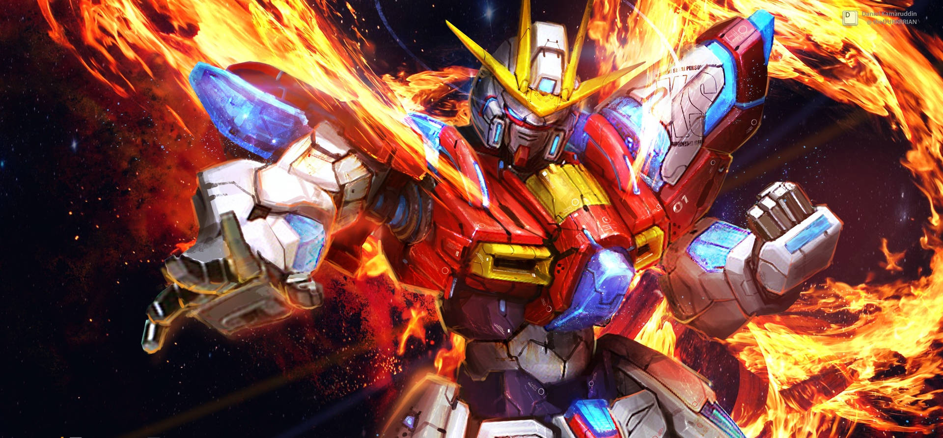 Fiery Background Of Mobile Suit Gundam Wallpaper