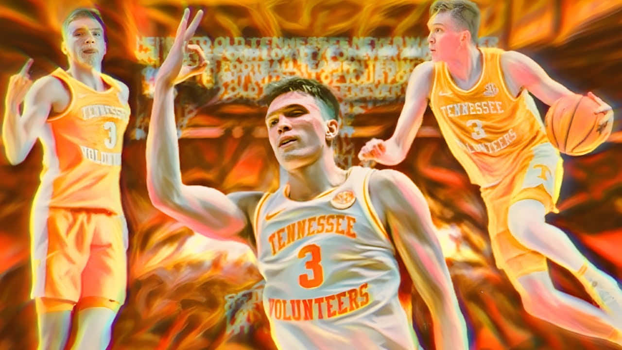 Fiery Basketball Player Montage Wallpaper