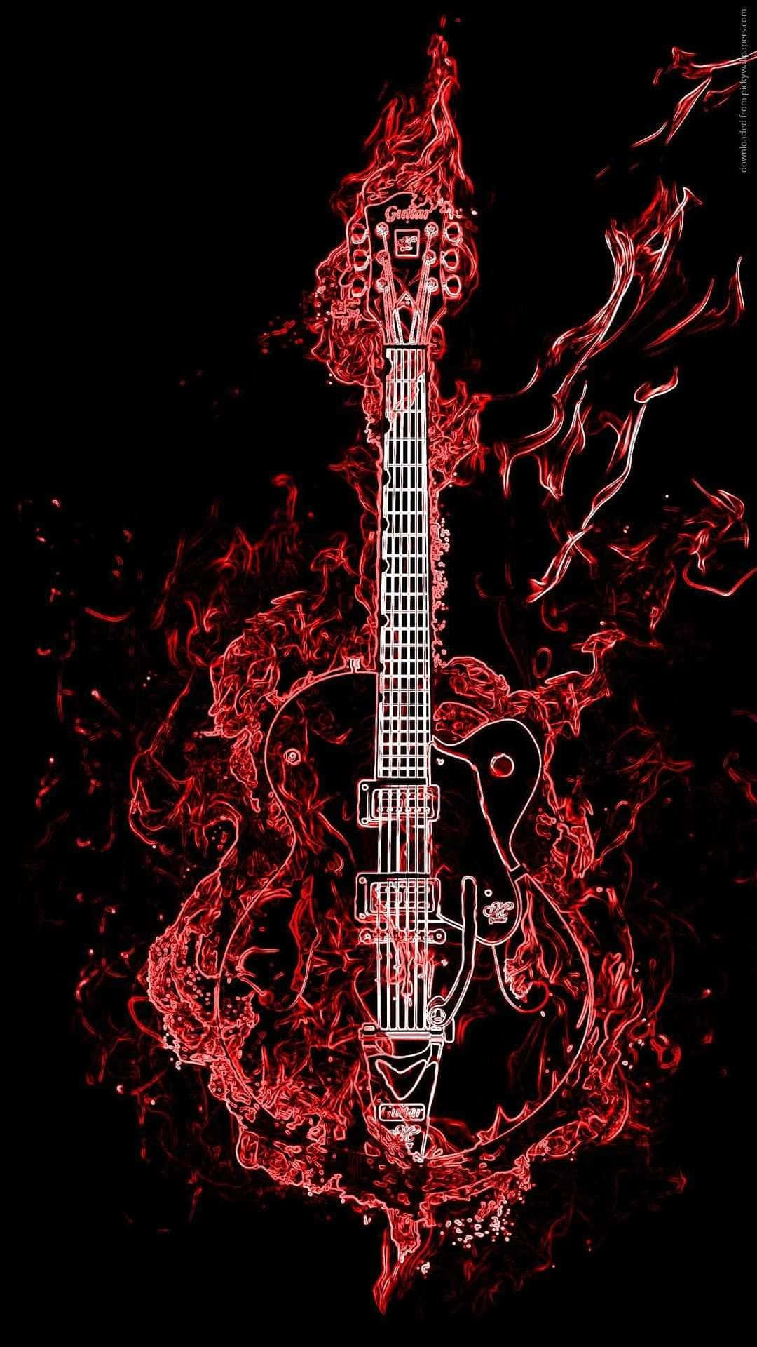 Fiery Bass Guitar Art Wallpaper