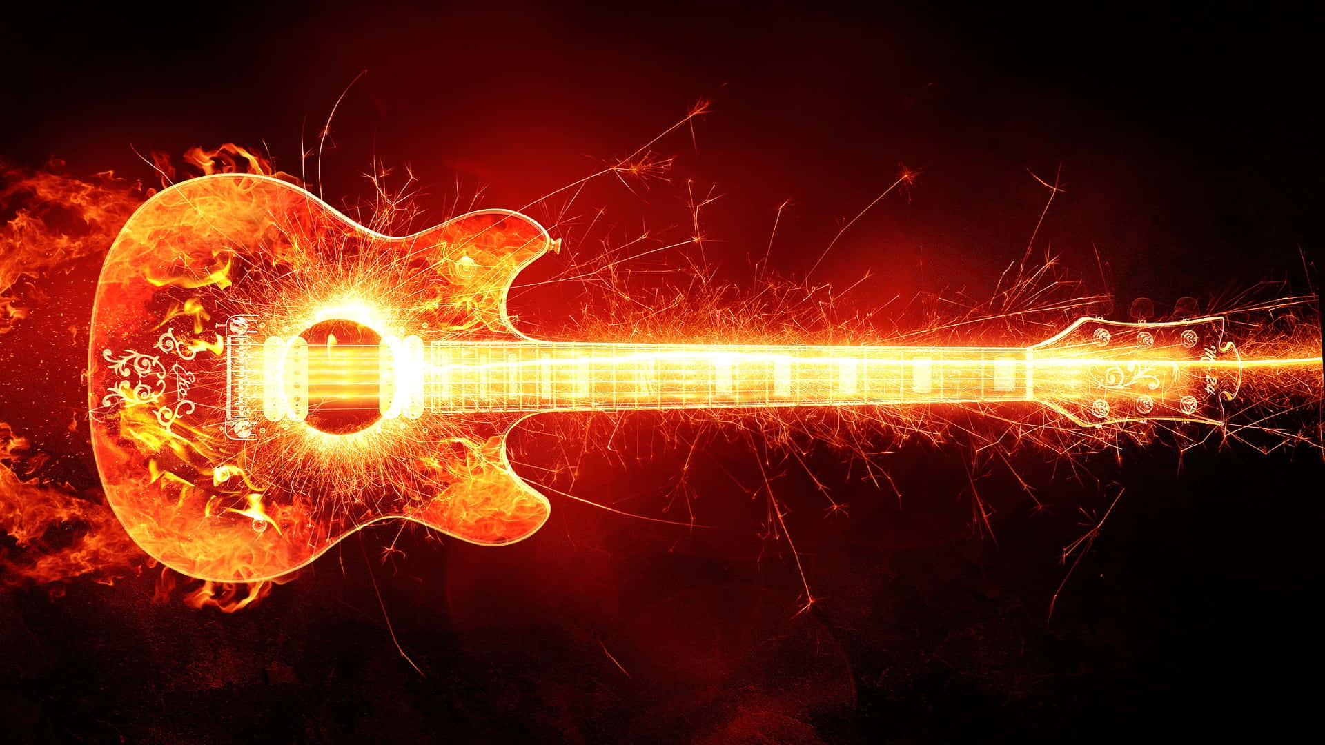 Fiery Bass Guitar Energy Wallpaper