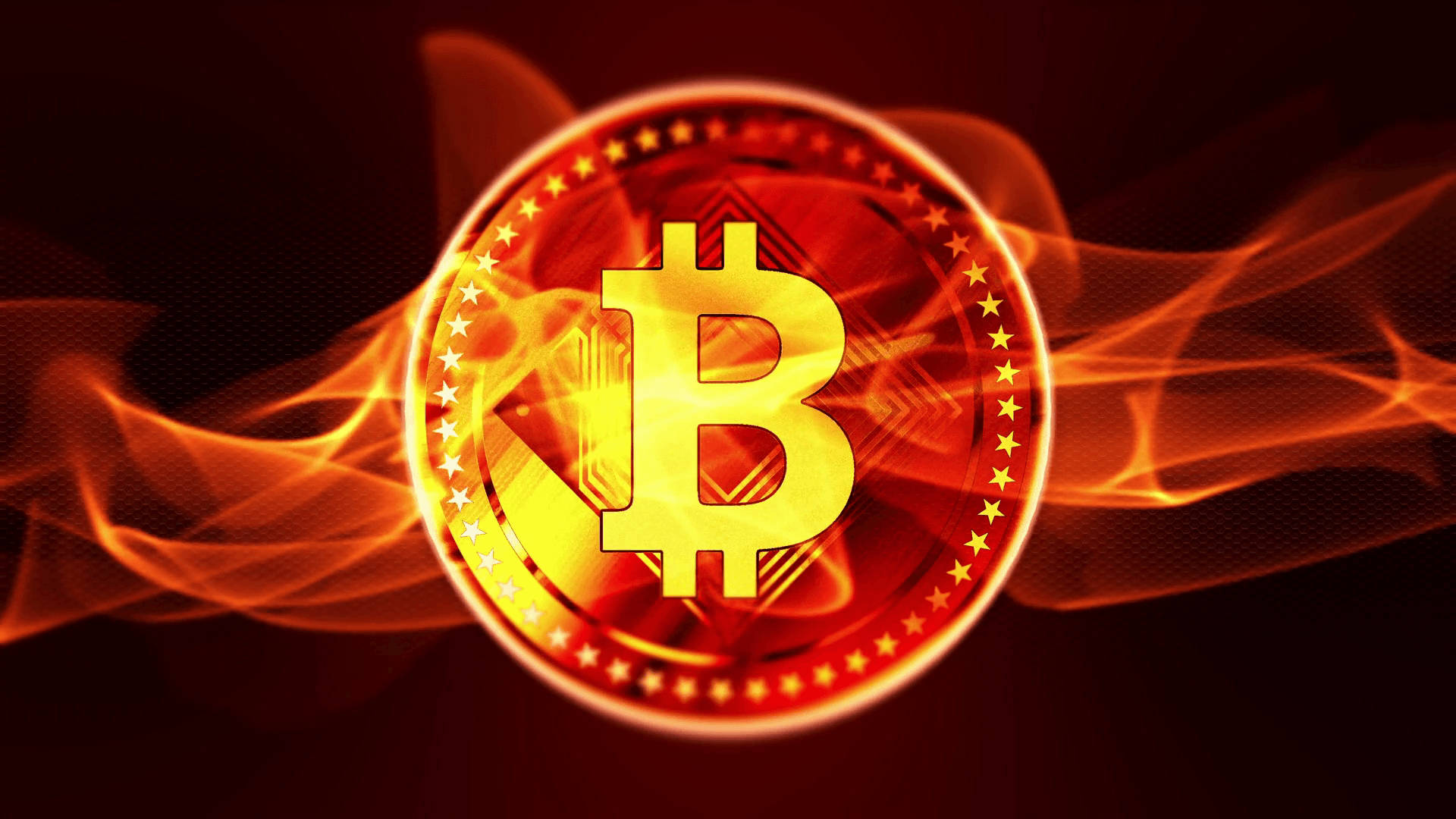 Fiery Bitcoin Digital Art Wallpaper