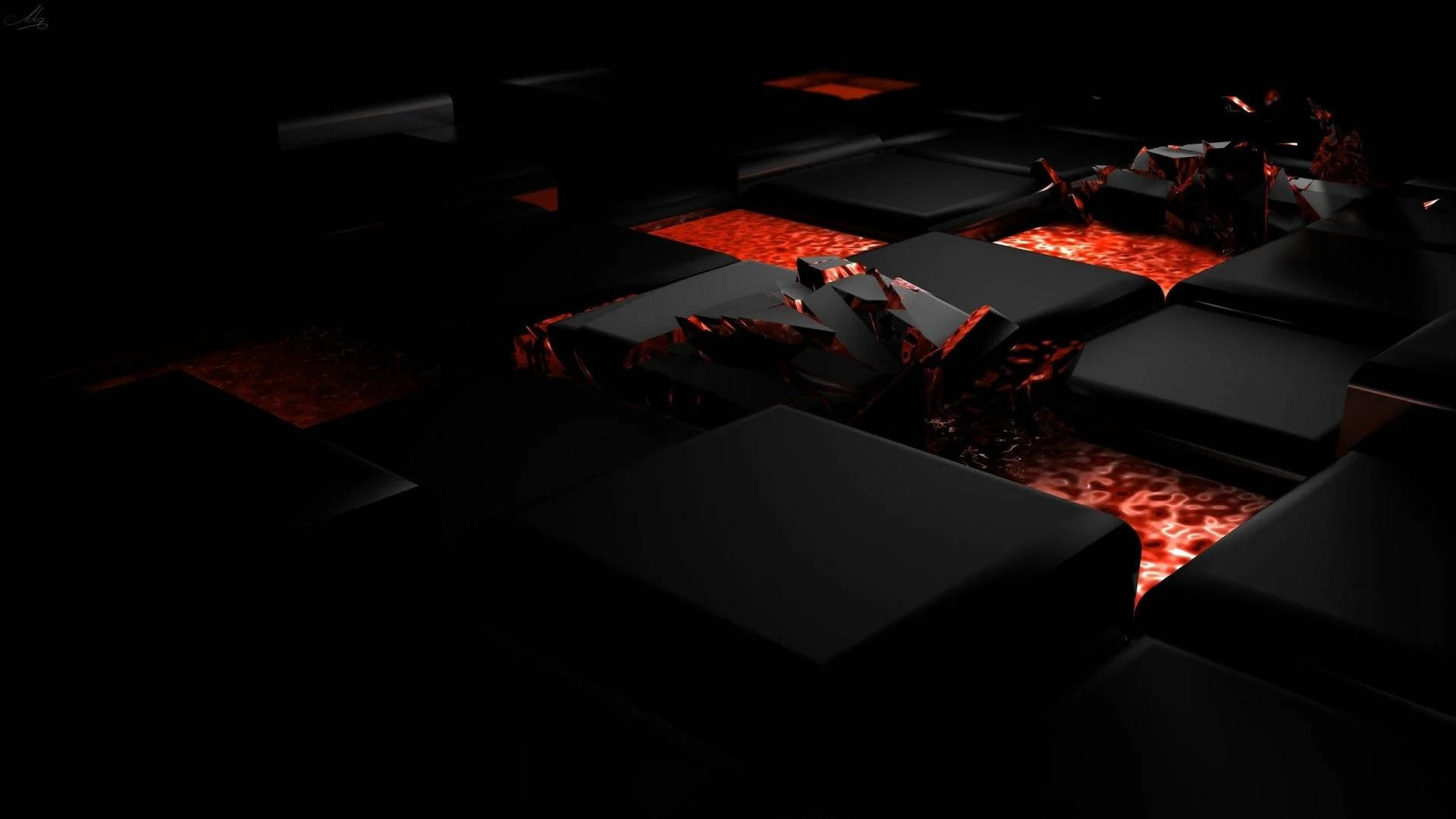 Fiery Black 3d Boxes Picture
