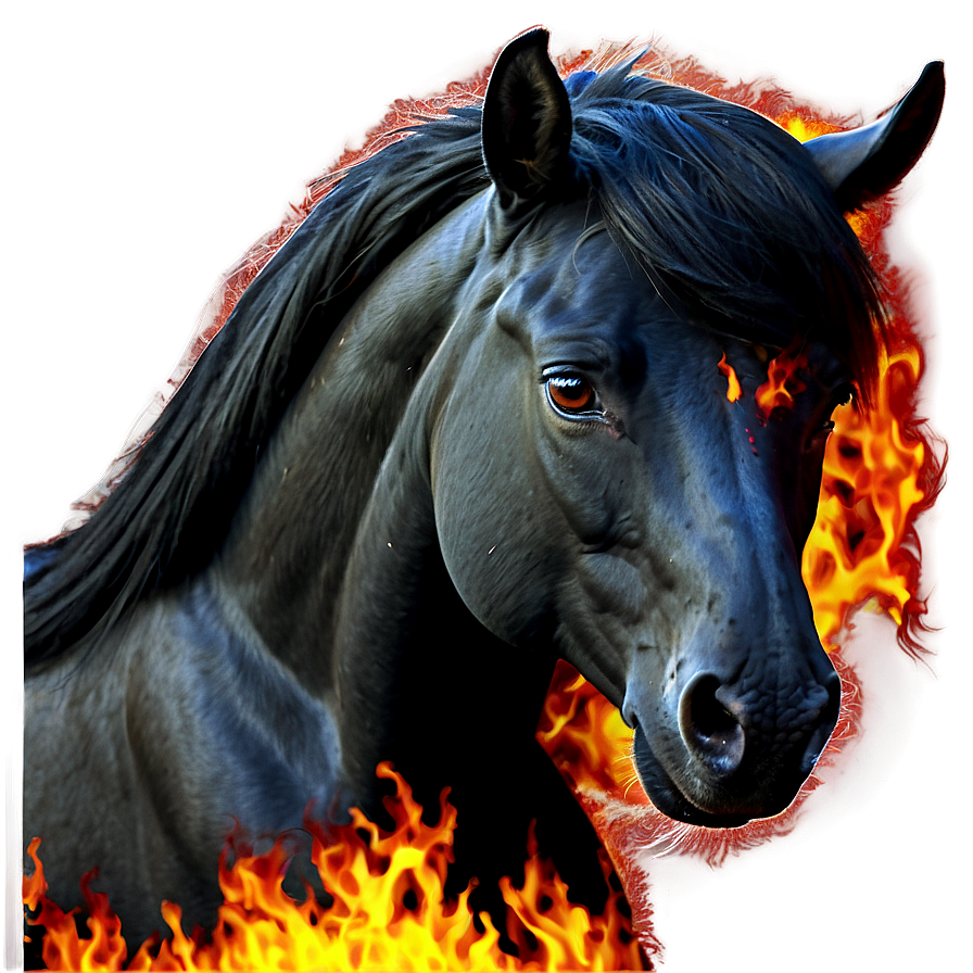 Fiery Black Stallion Spirit Png Nfh PNG