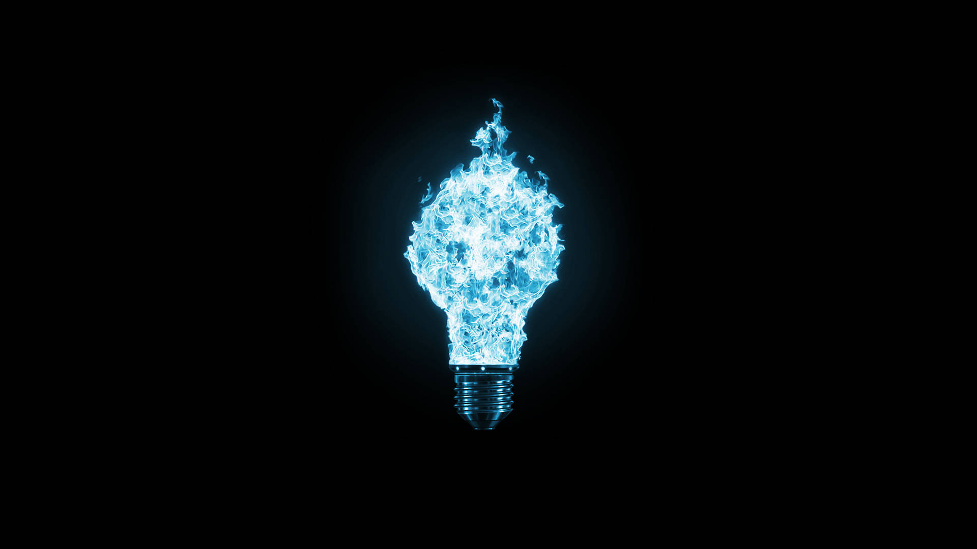 Fiery Blue Light Bulb Wallpaper