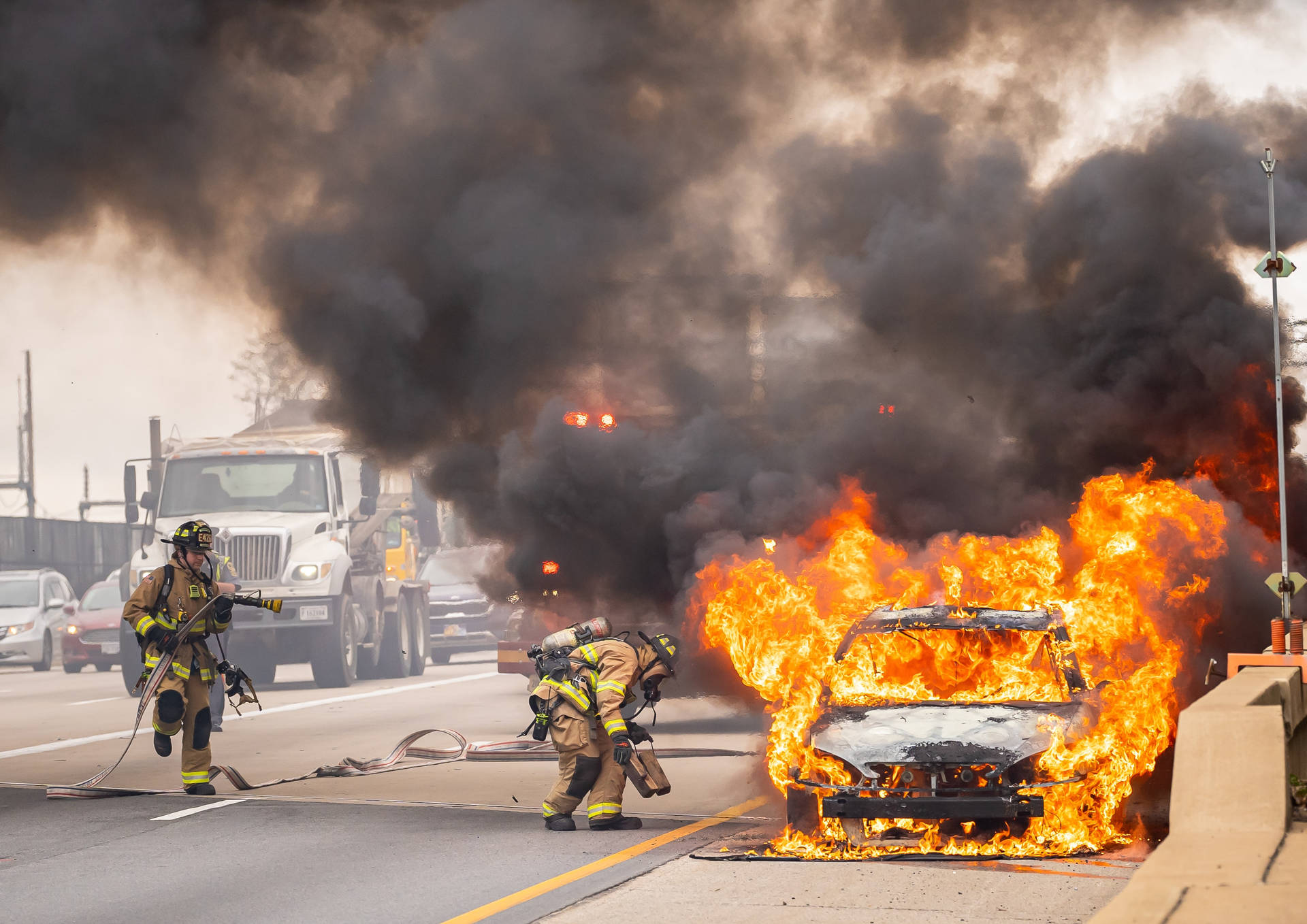 Fiery Car Accident Wallpaper