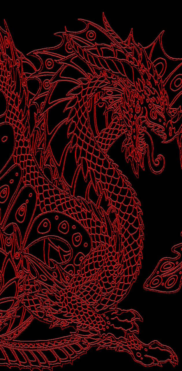 Fiery Chinese Black Red Dragon Wallpaper