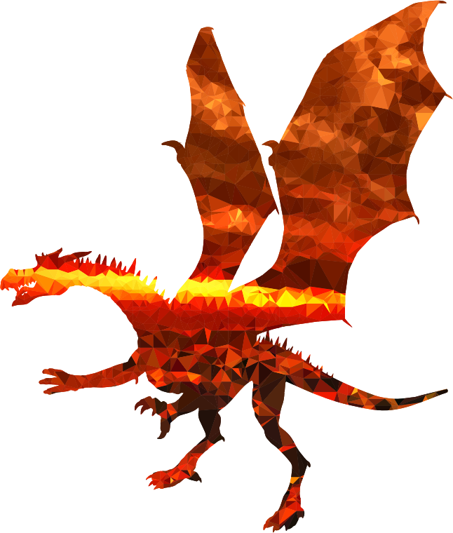 Fiery Dragon Geometric Art PNG