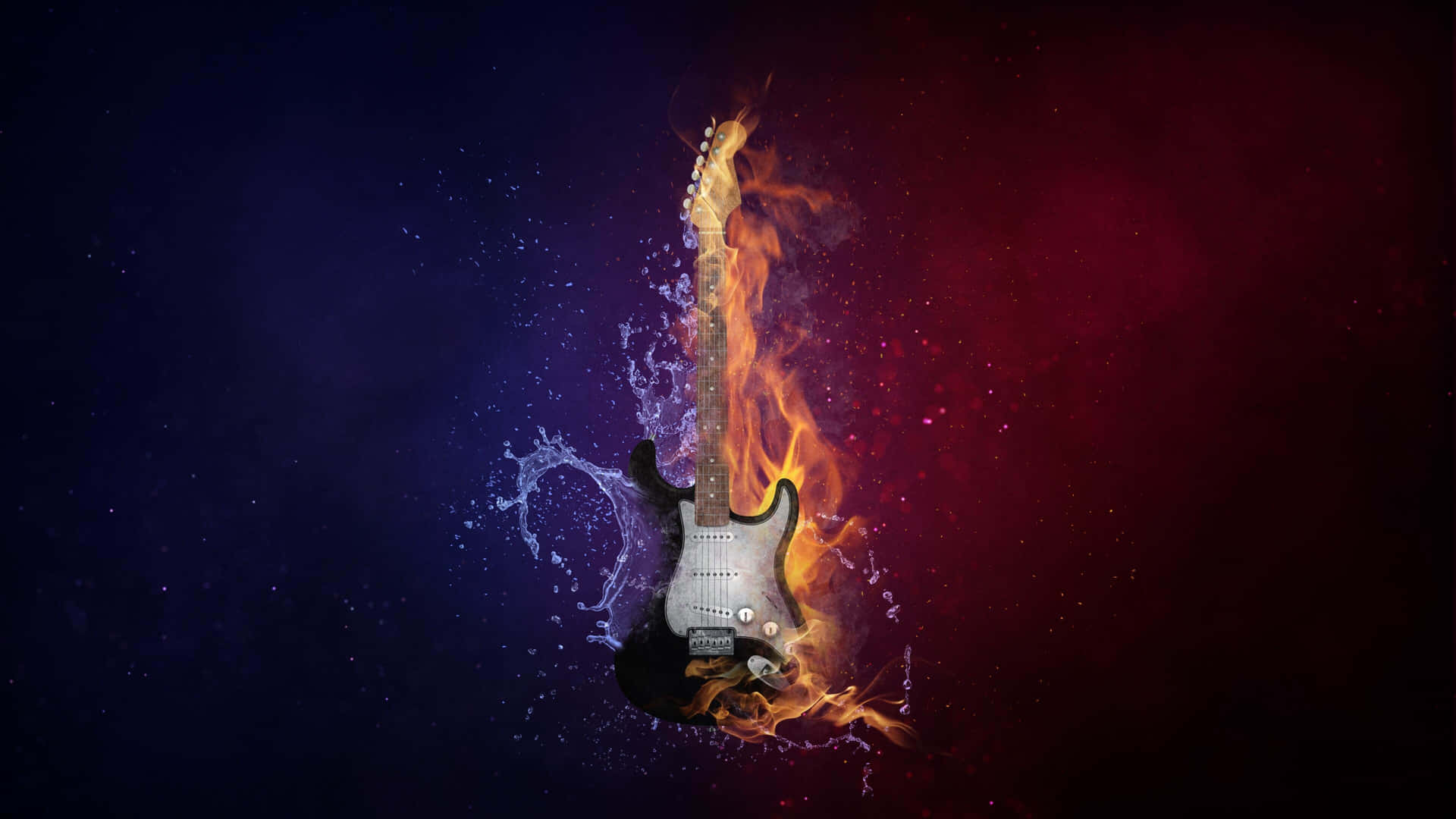 Fiery Electric Guitar Art Wallpaper
