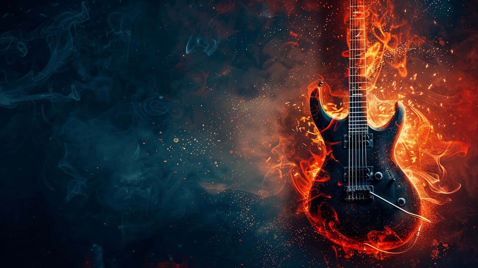 Fiery Electric Guitar Artwork Wallpaper