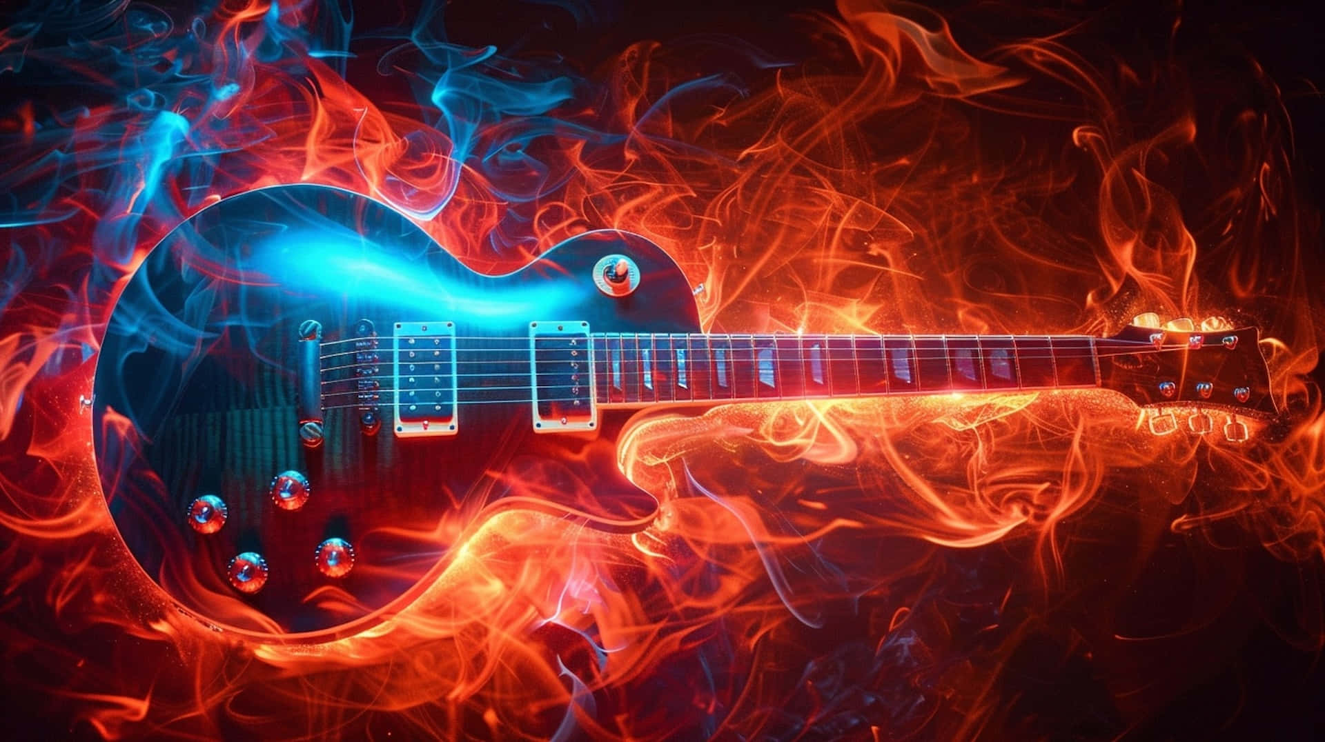 Fiery Electric Guitar Blaze Wallpaper