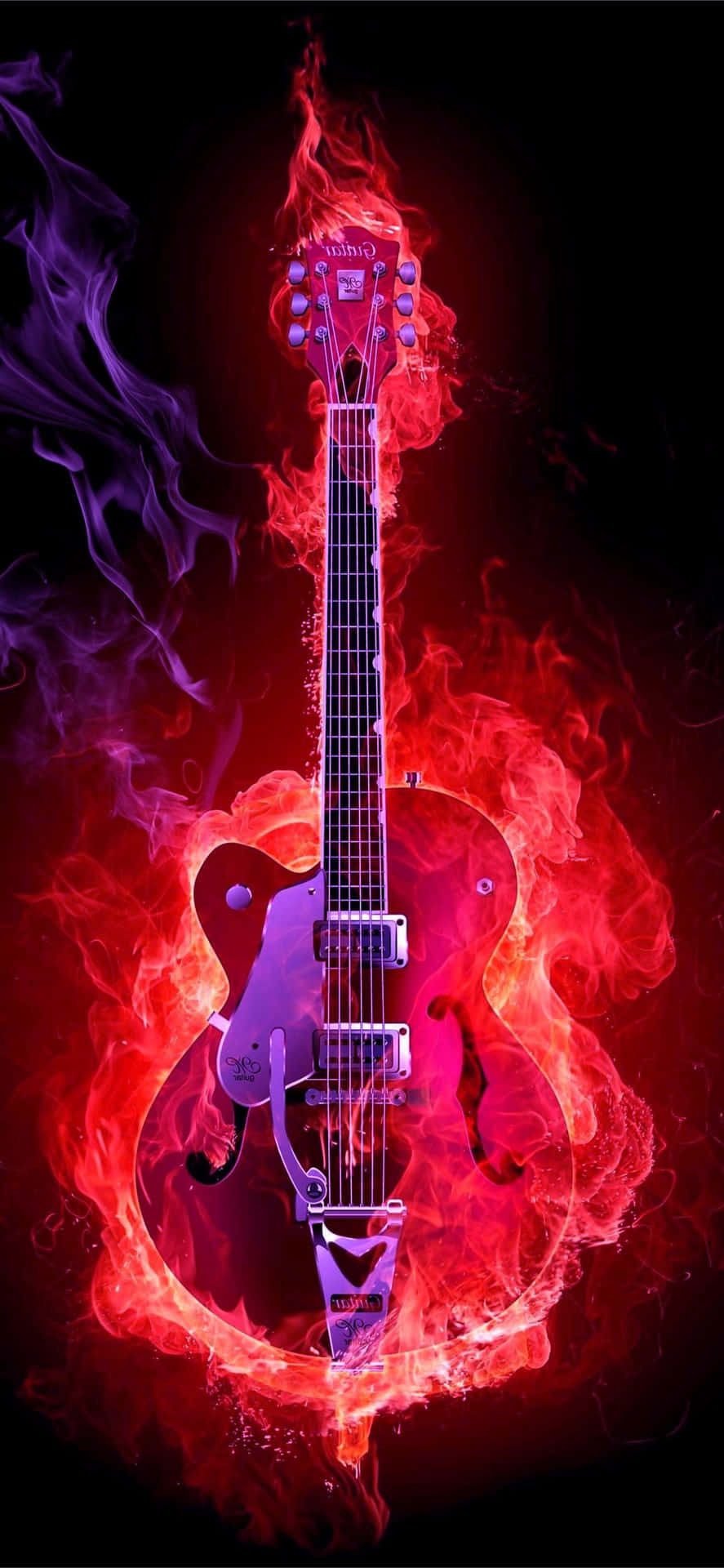 Fiery Electric Guitar Wallpaper