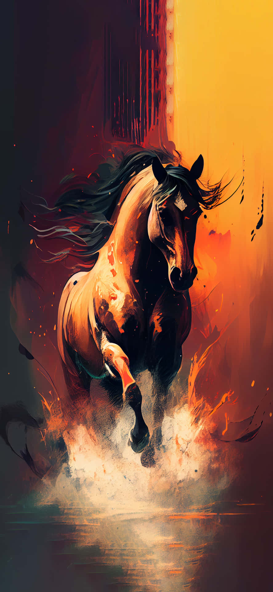 Fiery Gallop Horse Art Wallpaper