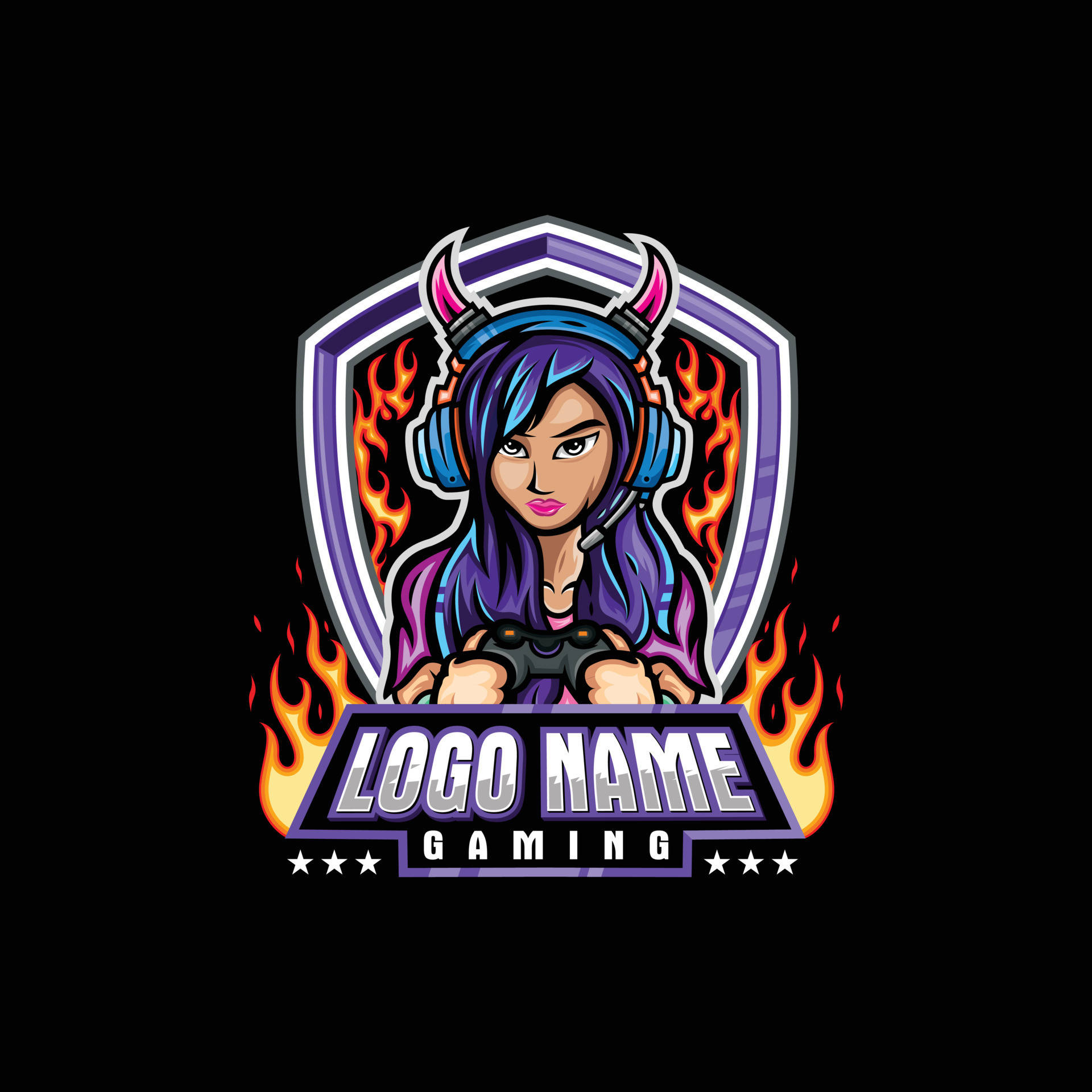 Fiery Girl Gamer Logo