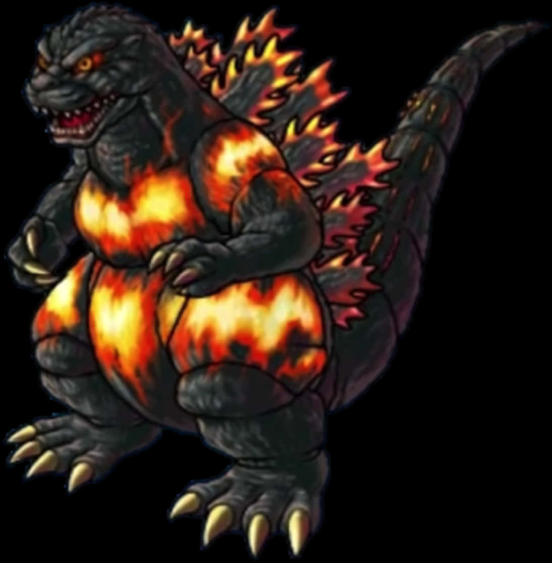 Fiery_ Godzilla_ Illustration PNG